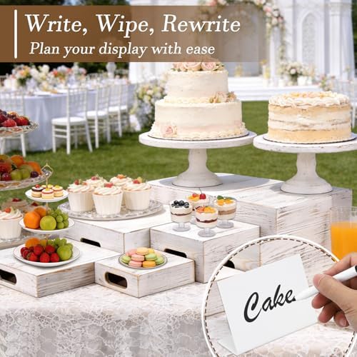 Wood Display Stands Cupcake Stand White Display 6Pcs, alternate view 4