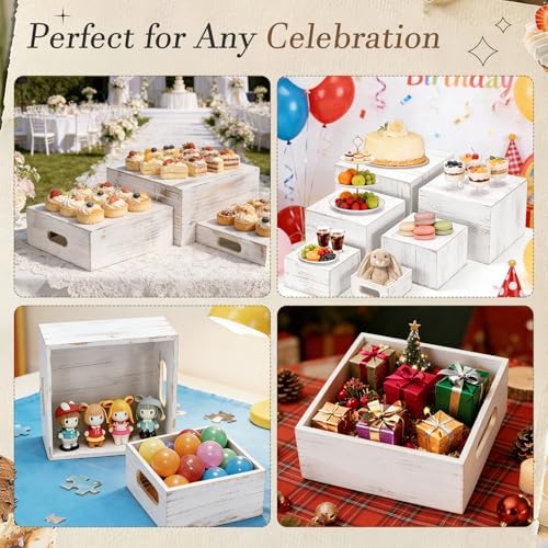 Wood Display Stands Cupcake Stand White Display 6Pcs, alternate view 6