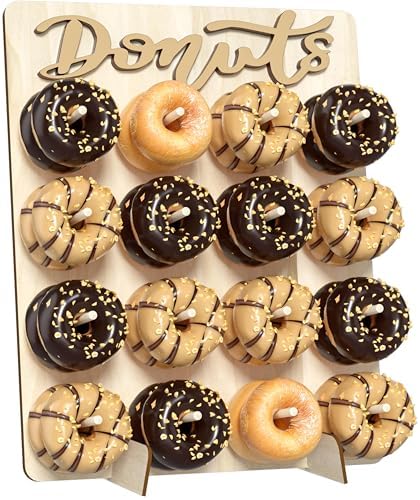 Wood Donut Wall Display Stand Holds 16 Donuts, 1 Pack Natural