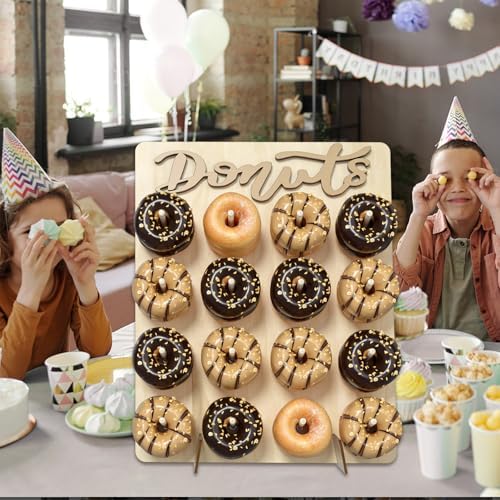 Wood Donut Wall Display Stand Holds 16 Donuts, 1 Pack Natural, alternate view 2