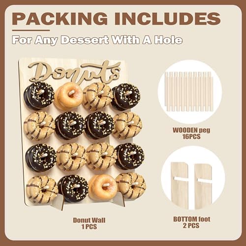 Wood Donut Wall Display Stand Holds 16 Donuts, 1 Pack Natural, alternate view 4