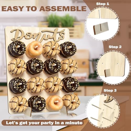 Wood Donut Wall Display Stand Holds 16 Donuts, 1 Pack Natural, alternate view 7