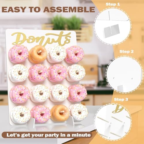 Wood Donut Wall Display Stand Holds 16 Donuts, 1 Pack White, alternate view 5