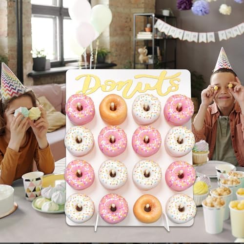 Wood Donut Wall Display Stand Holds 16 Donuts, 2 Pack White in White, alternate view 2
