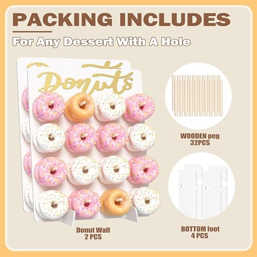 Wood Donut Wall Display Stand Holds 16 Donuts, 2 Pack White in White, alternate view 7