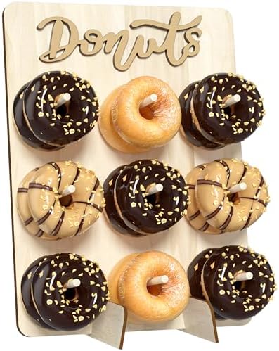 Wood Donut Wall Display Stand Holds 9 Donuts, 1 Pack Natural