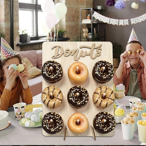 Wood Donut Wall Display Stand Holds 9 Donuts, 1 Pack Natural, alternate view 2