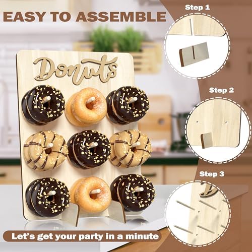 Wood Donut Wall Display Stand Holds 9 Donuts, 1 Pack Natural, alternate view 6