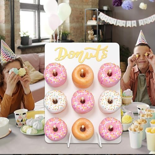 Wood Donut Wall Display Stand Holds 9 Donuts, 1 Pack White, alternate view 2