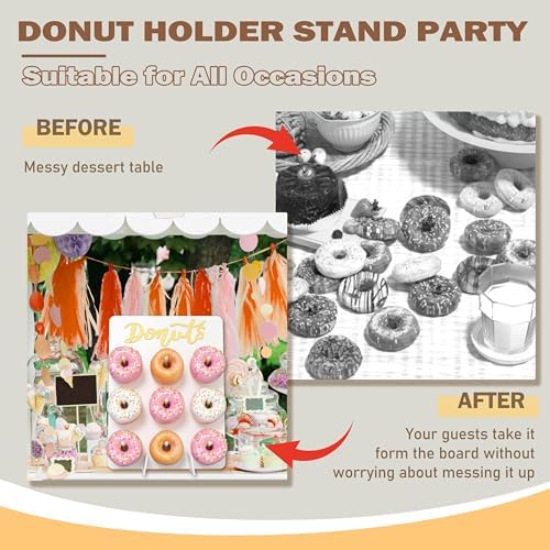 Wood Donut Wall Display Stand Holds 9 Donuts, 1 Pack White, alternate view 4