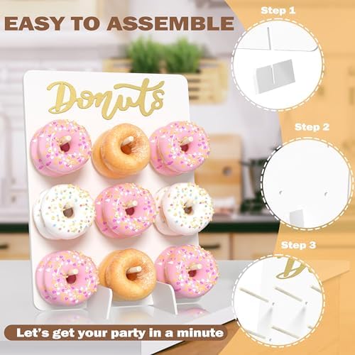 Wood Donut Wall Display Stand Holds 9 Donuts, 1 Pack White, alternate view 6