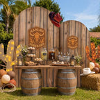 Wood Grain Arch Backdrop Cover Set, 7.2FT & 6FT Rustic Wooden Look Spandex Arch Covers for Wedding, Birthday, alternate view