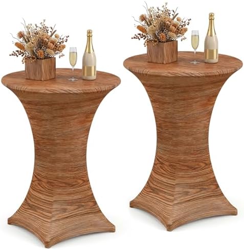 Wood Grain Stretch Cocktail Table Covers, 2 Pack, 32'' x 43''