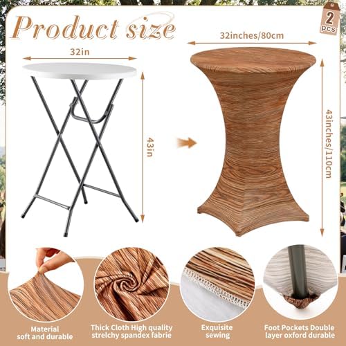 Wood Grain Stretch Cocktail Table Covers, 2 Pack, 32'' x 43'', alternate view 3