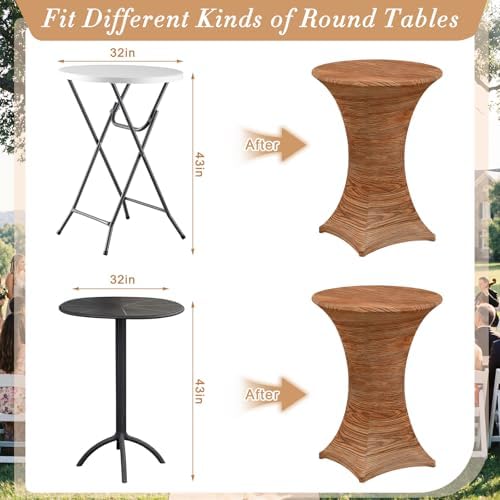Wood Grain Stretch Cocktail Table Covers, 2 Pack, 32'' x 43'', alternate view 4