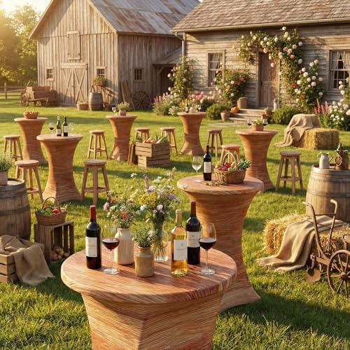 Wood Grain Stretch Cocktail Table Covers, 2 Pack, 32'' x 43'', alternate view 6