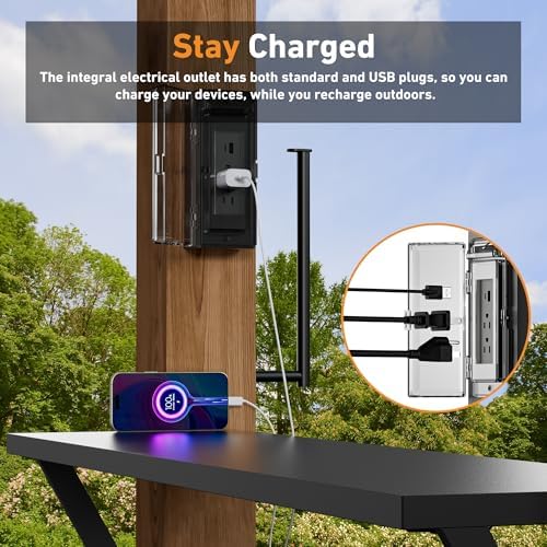 Wood Grill Gazebo 6x12 with USB Charging Power Strip & Shelves, alternate view 4