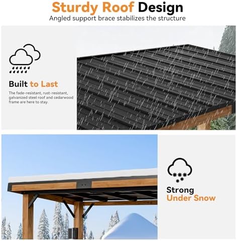 Wood Grill Gazebo 6x12 with USB Charging Power Strip & Shelves, alternate view 5