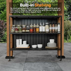 Wood Grill Gazebo 6x12 with USB Charging Power Strip & Shelves, alternate view 6
