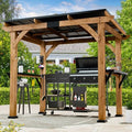 Wood Grill Gazebo 6x8 with USB Charging Power Strip & Shelves