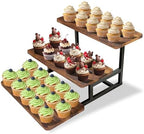 Wood Metal Riser Dessert Table Display Stand in Brown