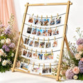 Wood Photo Display Board with Clips 25 x 33, Freestanding Tabletop Collage Picture Frame, Stable Stand for 2026