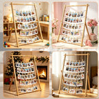 Wood Photo Display Board with Clips 25 x 33, Freestanding Tabletop Collage Picture Frame, Stable Stand for 2026, alternate