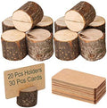 Wood Place Card Holders, 20Pcs Premium Rustic Table Number Holders and 30Pcs Kraft Table Place Cards, Wood Photo