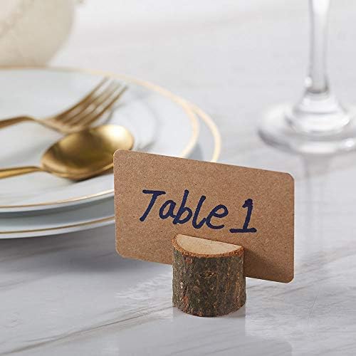 Wood Place Card Holders, 20Pcs Premium Rustic Table Number Holders and 30Pcs Kraft Table Place Cards, Wood Photo, alternate