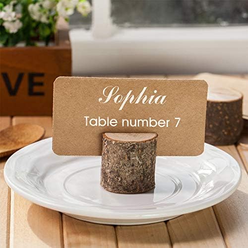 Wood Place Card Holders, 20Pcs Premium Rustic Table Number Holders and 30Pcs Kraft Table Place Cards, Wood Photo, alternate