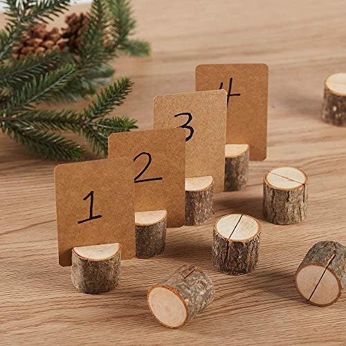 Wood Place Card Holders, 20Pcs Premium Rustic Table Number Holders and 30Pcs Kraft Table Place Cards, Wood Photo, alternate