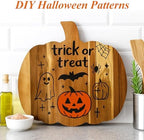 Wood Pumpkin Decor Platter Halloween Charcuterie Boards Fall Serving Dishes in 15 x 13 inch-Pumpkin in Acacia, alternate view