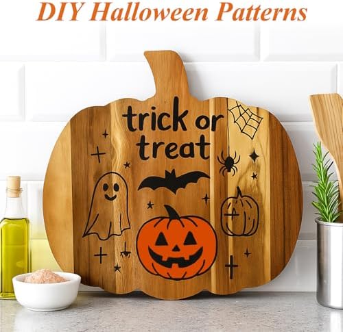 Wood Pumpkin Decor Platter Halloween Charcuterie Boards Fall Serving Dishes in 15 x 13 inch-Pumpkin in Acacia, alternate view