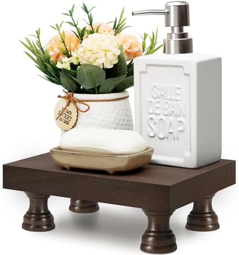 Wood Riser & Display Stand for Bathroom Counter Organizer, Brown in Brown - Paulownia Wood