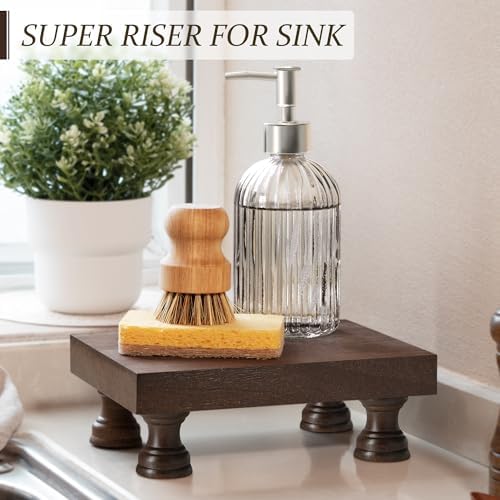 Wood Riser & Display Stand for Bathroom Counter Organizer, Brown in Brown - Paulownia Wood, alternate view 3