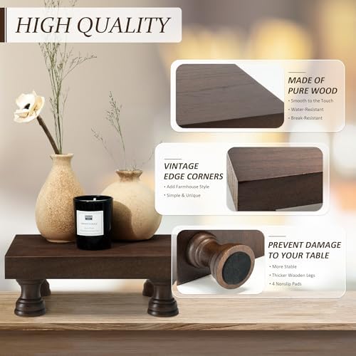 Wood Riser & Display Stand for Bathroom Counter Organizer, Brown in Brown - Paulownia Wood, alternate view 6