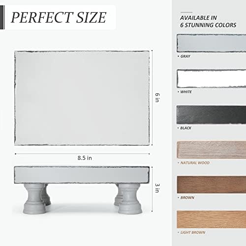 Wood Riser & Display Stand for Farmhouse Kitchen Storage, Gray in Gray - Paulownia Wood, alternate view 6