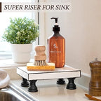 Wood Riser & Display Stand for Kitchen Counter, Black&White in Black & White - Paulownia Wood, alternate view 2