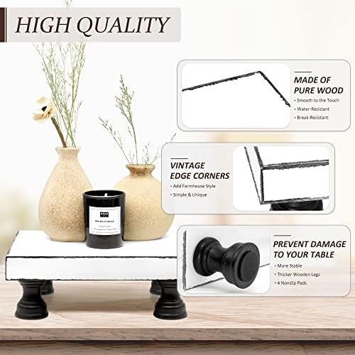 Wood Riser & Display Stand for Kitchen Counter, Black&White in Black & White - Paulownia Wood, alternate view 5