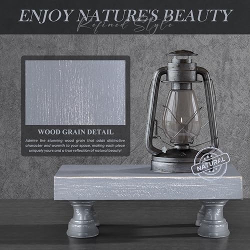Wood Riser & Display Stand for Rustic Kitchen Counter, Gray in C-Pine Wood-Gray, alternate view 6