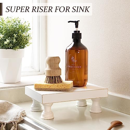 Wood Riser & Display Stand for Rustic Kitchen Decor, White in C-White, alternate view 2