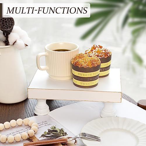 Wood Riser & Display Stand for Rustic Kitchen Decor, White in C-White, alternate view 3