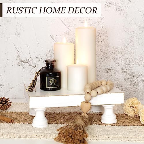 Wood Riser & Display Stand for Rustic Kitchen Decor, White in C-White, alternate view 4