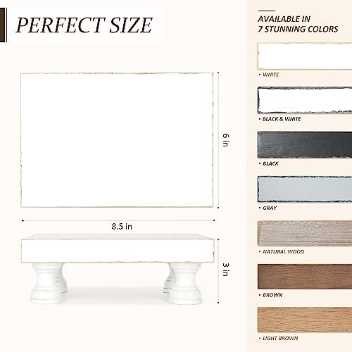 Wood Riser & Display Stand for Rustic Kitchen Decor, White in C-White, alternate view 6