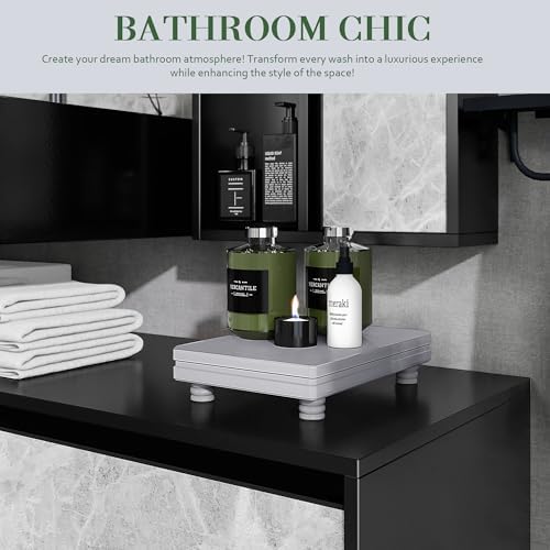 Wood Riser: Farmhouse Display Stand for Kitchen Counter, Gray in Gray, alternate view 4