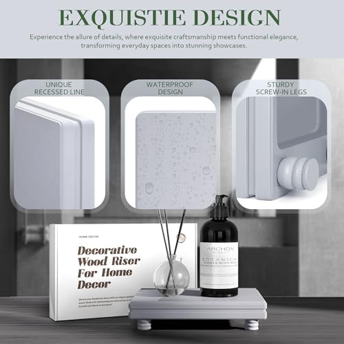 Wood Riser: Farmhouse Display Stand for Kitchen Counter, Gray in Gray, alternate view 5