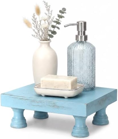 Wood Riser for Bathroom Counter, Farmhouse Riser for Decor, Sky Blue in Sky Blue
