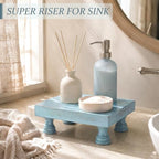Wood Riser for Bathroom Counter, Farmhouse Riser for Decor, Sky Blue in Sky Blue, alternate view 3