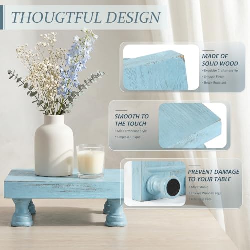 Wood Riser for Bathroom Counter, Farmhouse Riser for Decor, Sky Blue in Sky Blue, alternate view 6