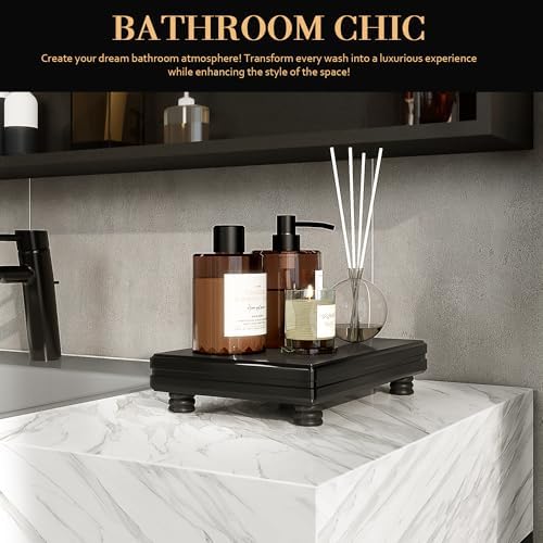 Wood Riser for Decor: Display Stand for Kitchen Modern Decor, Black in Black, alternate view 4